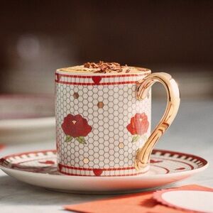 Anthropologie bisous bistro tiles set espresso cup and saucer